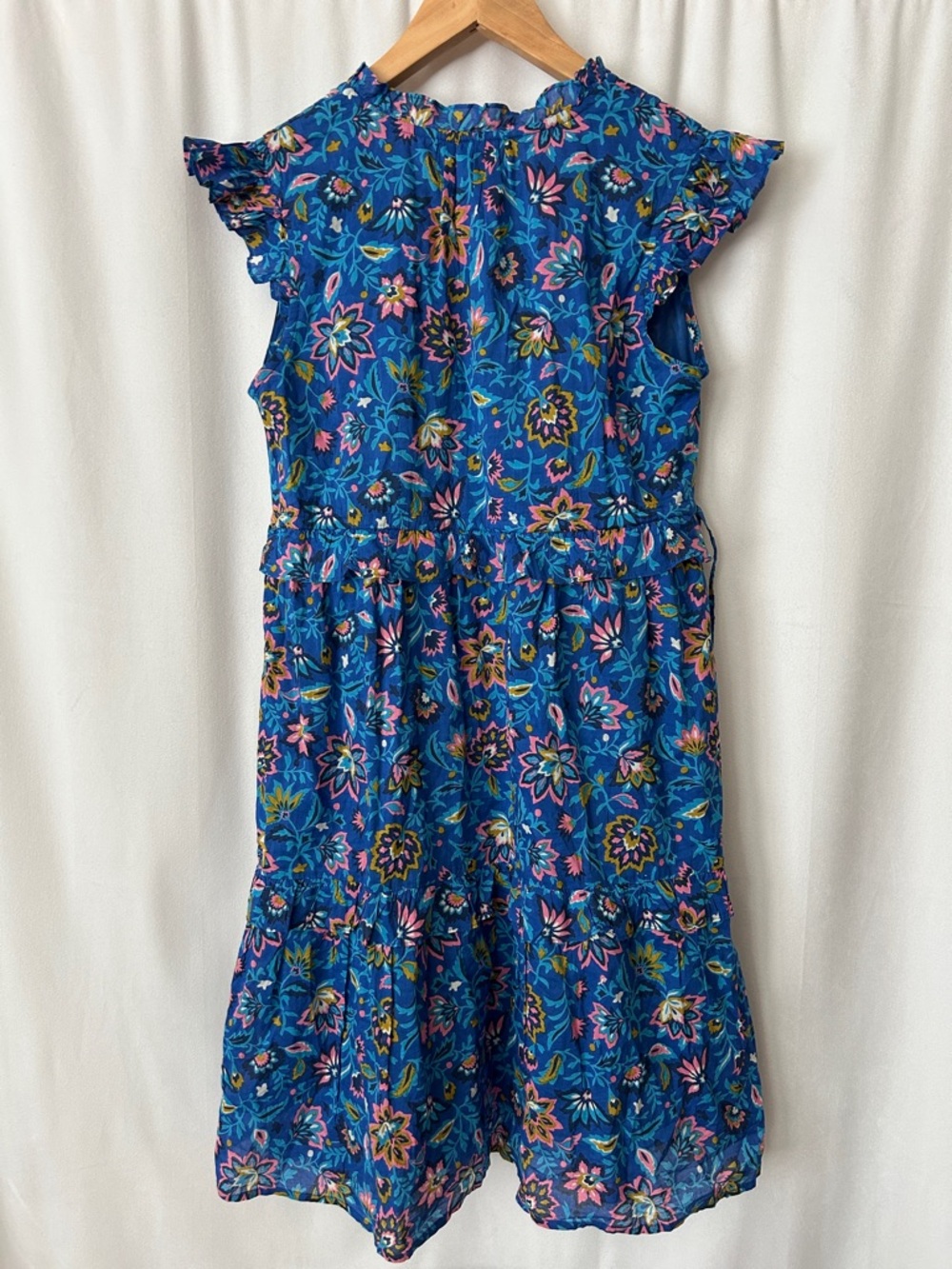 BanJan An Blue Floral Cotton Ruffled Sleeveless Dress **Size S** 🌸🌸 - Picture 2 of 6